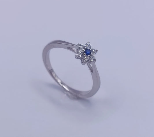 ANILLO PLATA ITALIANA 925 ROSETA ZAFIRO