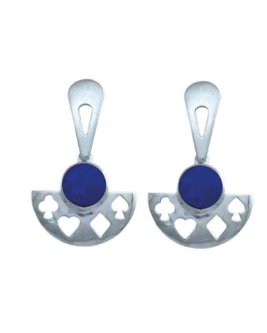 Aros colgantes piedra lapislázuli, plata nacional 950