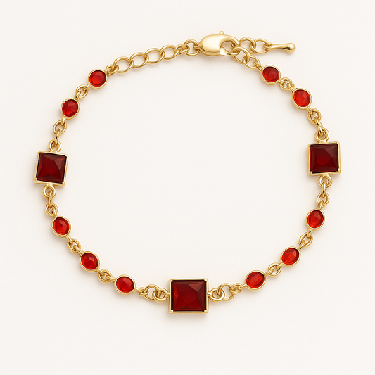 PULSERA CRISTAL SWAROVSKI RUBI CUADRADA