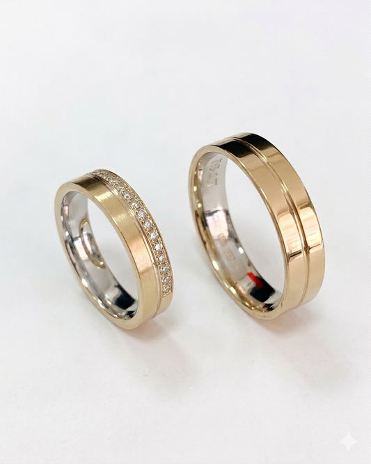 Argollas matrimoniales Plata/Oro 14k Cintillo Vanidad