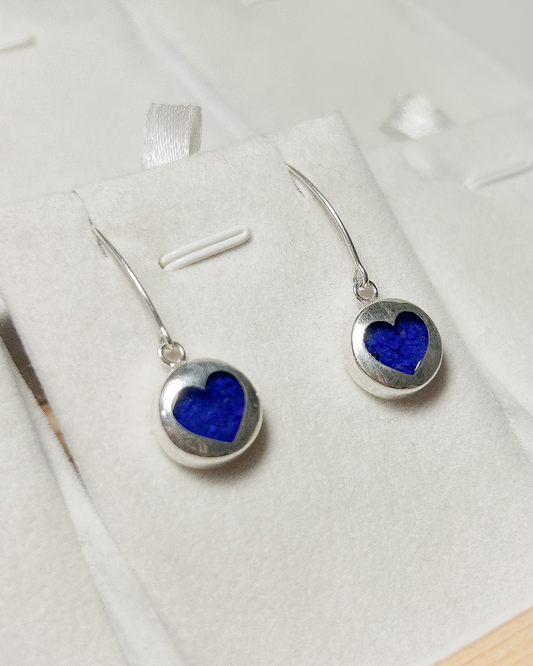 AROS PLATA NACIONAL CORAZÓN LAPISLÁZULI