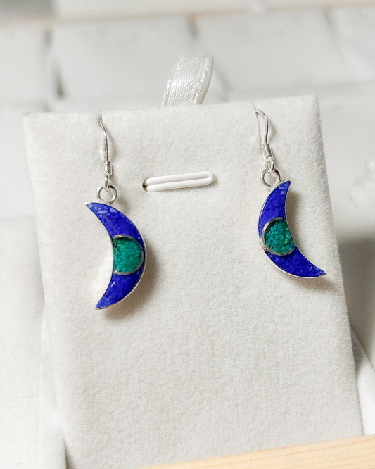 AROS PLATA NACIONAL LUNA LAPISLAZULI/MALAQUITA