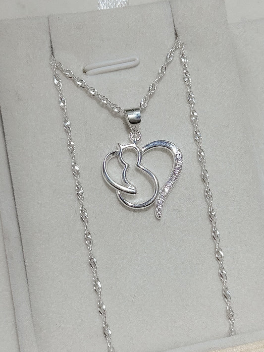 Collar Plata Italiana Gatita Micro circón