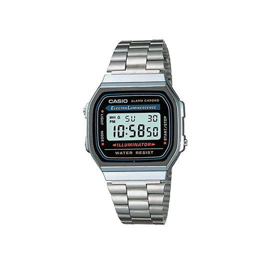 RELOJ CASIO RETRO VINTAGE PLATEADO HOMBRE A168WA-1WFD