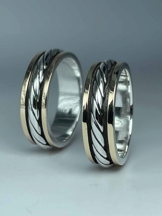 Argollas Plata-Oro trenzadas