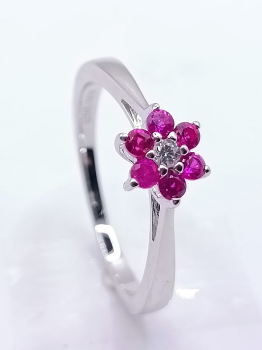 ANILLO PLATA ITALIANA 925 RUBÍ